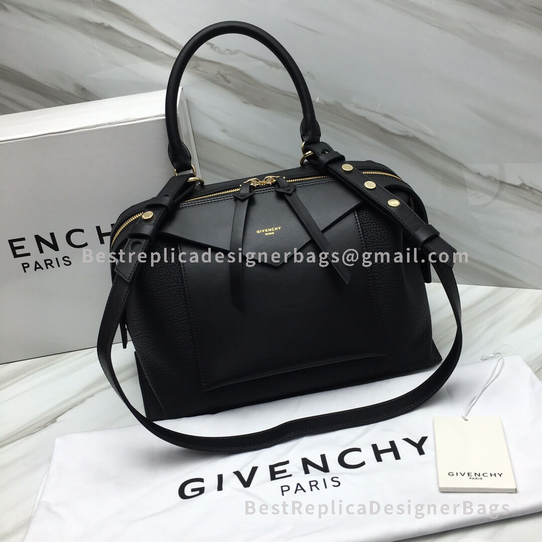 Givenchy Sway Medium Leather Top Handle Bag Black GHW 29998-1